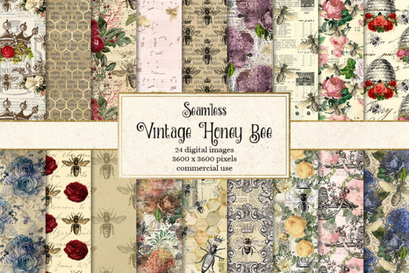 Download Vintage Honey Bee Digital Paper - Premium Bundle